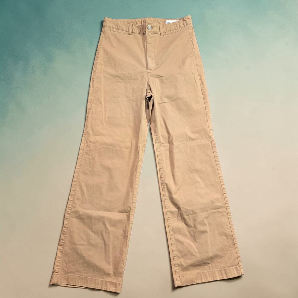 GAP High Rise Stride Ankle Khaki Pants Trousers Chino Wide Leg Cotton 10T Tall